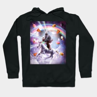 Laser Eyes Space Cat On Sloth Unicorn - Rainbow Hoodie